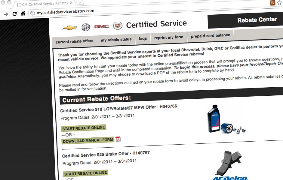 Certified Service Rebate Forms