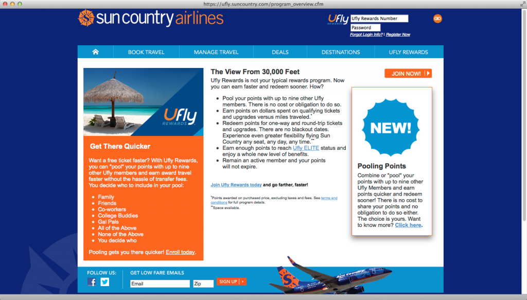 uFly - Sun Country Airline's loyalty program